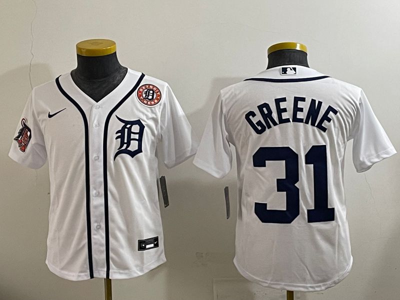 Youth 2025 Detroit Tigers #31 Greene White Game Nike MLB Jersey style 9->youth mlb jersey->Youth Jersey